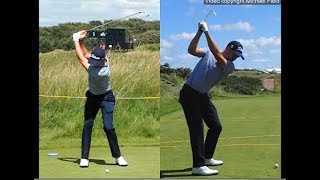 Justin Thomas golf swing  Long Iron faceon amp downtheline July 2017 [upl. by Juline572]